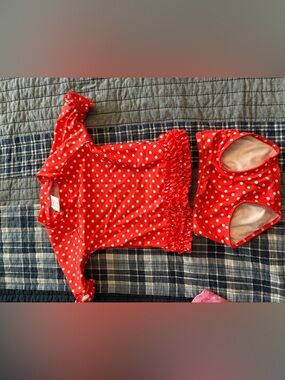 Ruffle Butts Red and White Polka Dot Ruffle Bikini Top